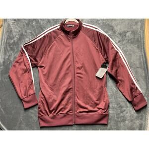 NWT Athletico Track Jacket Adult L Burgundy Two Stripes Vintage 80s 90s Retro